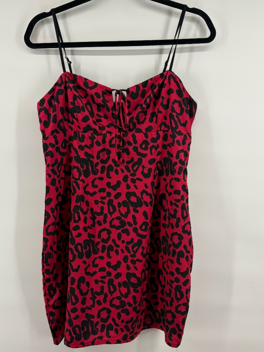 LULUS red and black leopard spaghetti strap mini dress